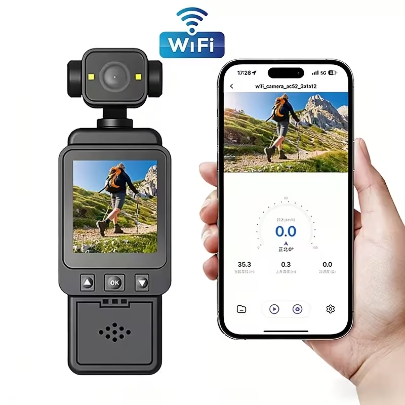Cycling Gear Helmet - Action Camera WiFi Tascabile, Stabilizzazione dell'Immagine,